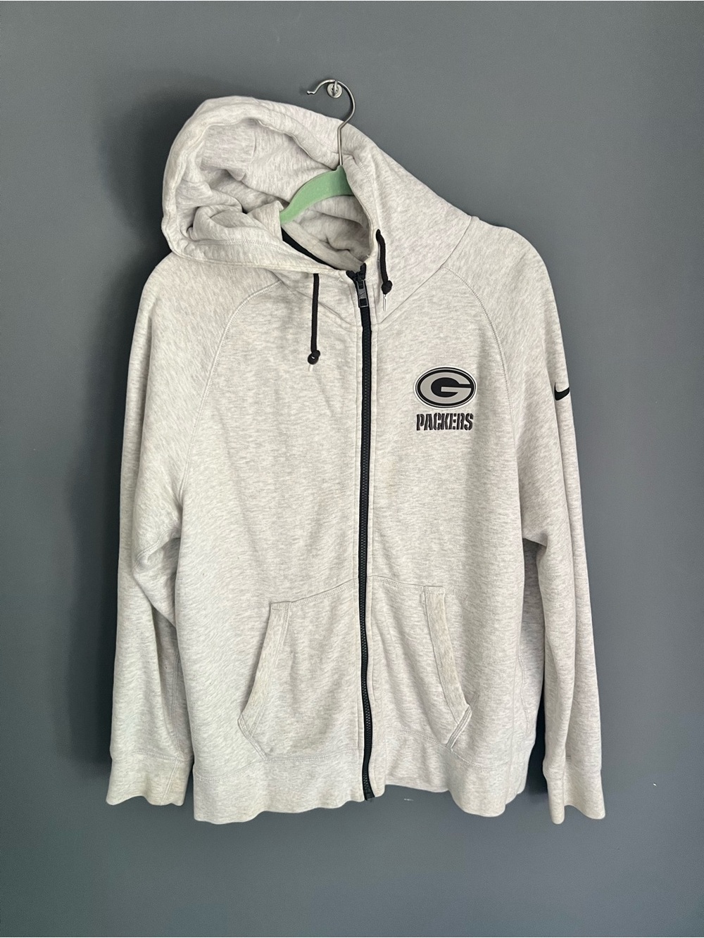 Nike Green Bay Packers Hoodie Men’s L Gray Full Zip NFL Sweatshirt